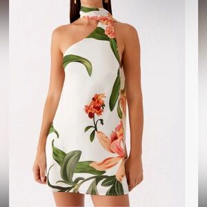 Peppermayo One Shoulder Floral Dress - White and Green